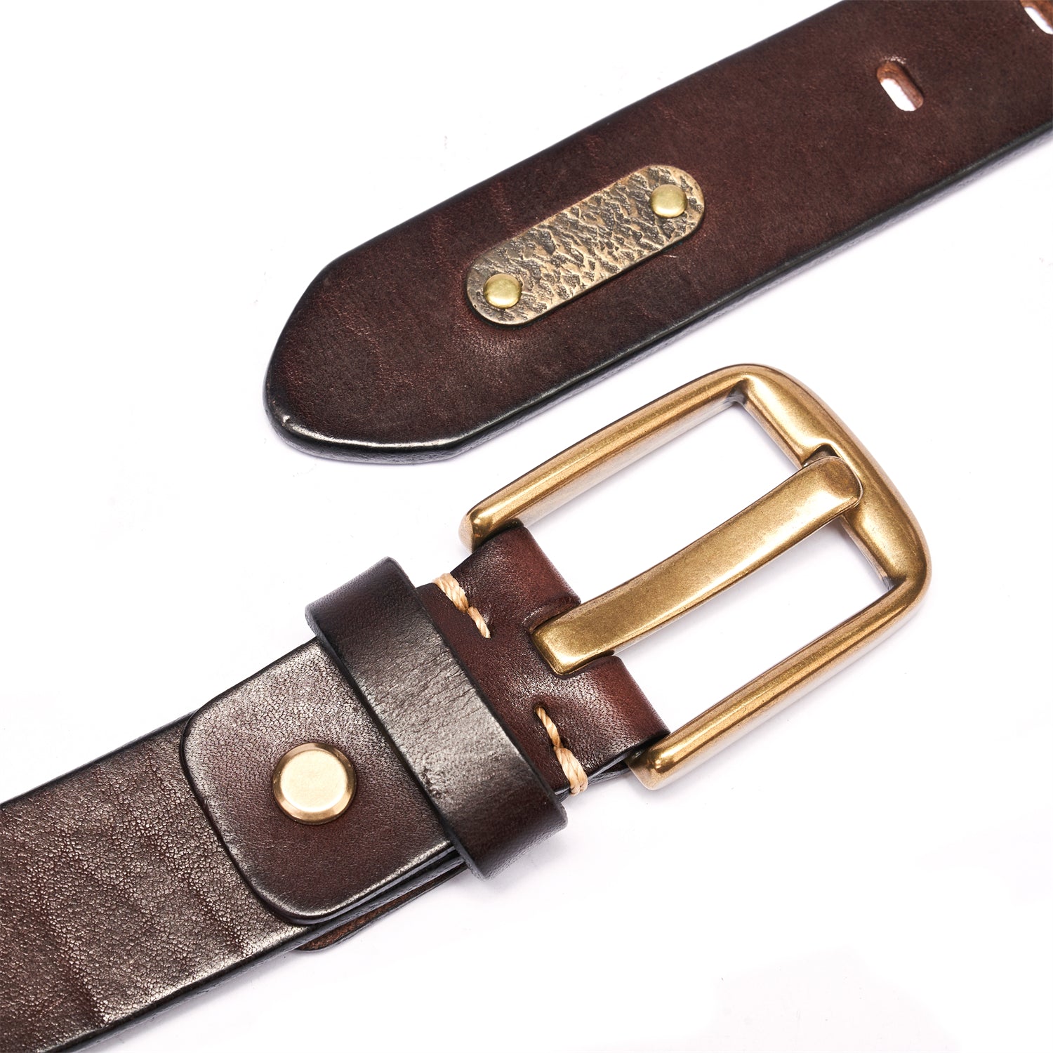 BELTLEY Unisex Espresso Full Grain Leather Belt 35MM -1.38 Inches