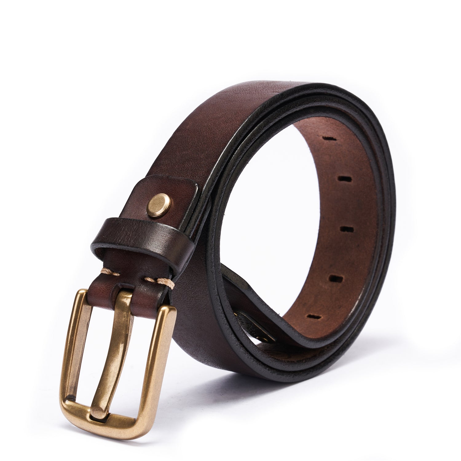BELTLEY Unisex Espresso Full Grain Leather Belt 35MM -1.38 Inches