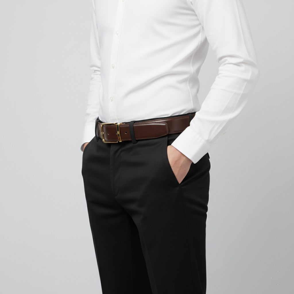 BELTLEY Brown Japanese Oak Vegetable-Tanned Leather Dress Belt-1.5"