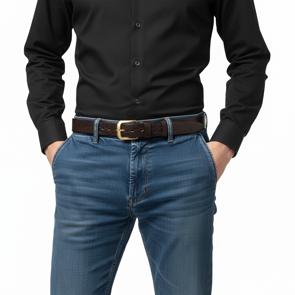 BELTLEY Dark Brown Heavy-Duty Full Grain Leather Rugged Belt with Suede Backing