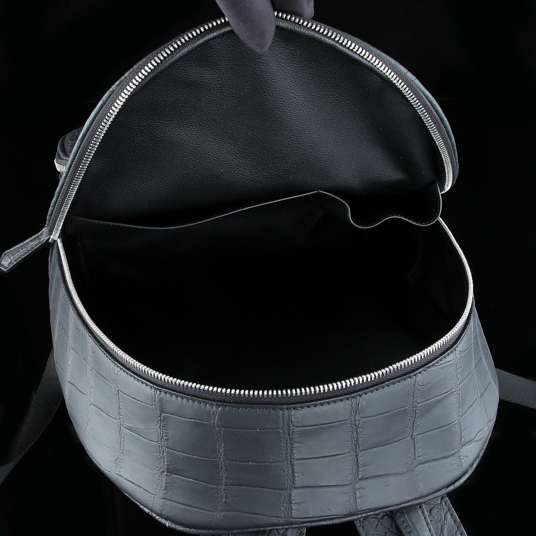 BELTLEY Exquisite Matte Black Nile Crocodile Backpack